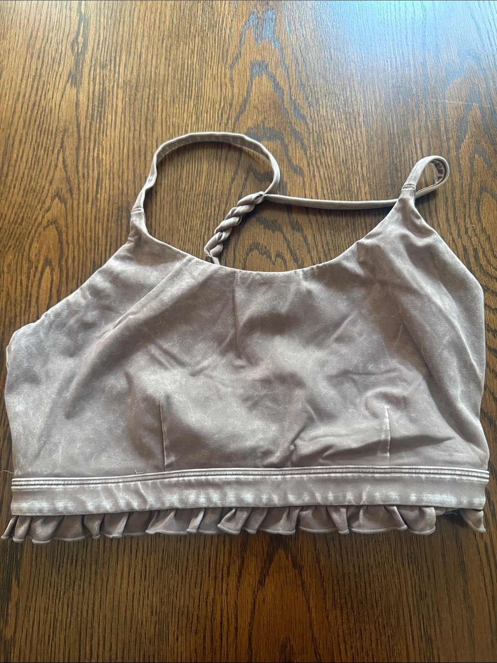 Women's Velvet Bralette Crop Top - Light Taupe Med